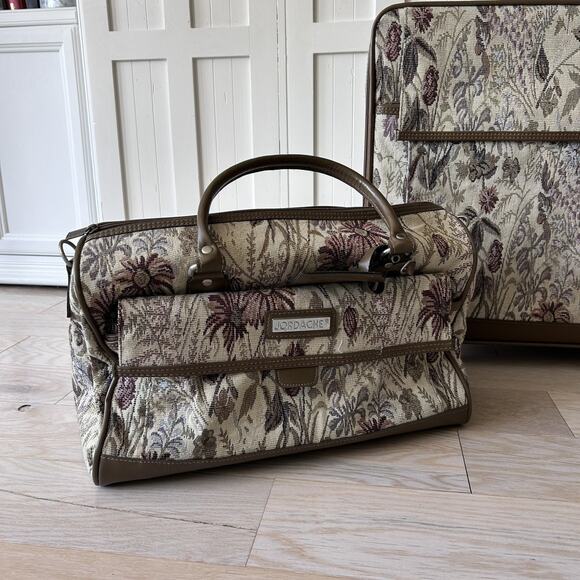 3 Piece Jordache Tapestry Vintage Luggage Set EUC Checked,Carry On, Personal 80s - Picture 3 of 16